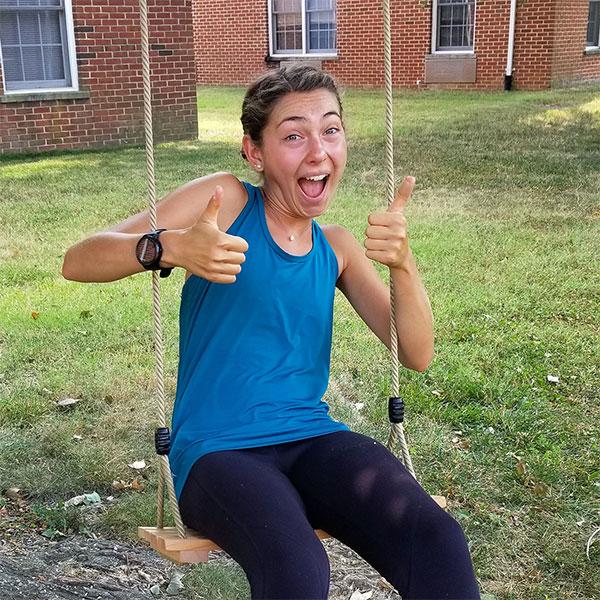Emma Cease installed the first tree swing on campus.